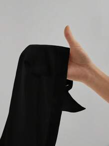 SHEIN Tall Solid Long Sleeves Button Front Shirt Bodysuit - Black - View 3