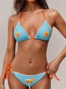 Forever 21 New Contrast Color Sexy Beach Vacation Seashore Bikini Set For Women, Spring/Summer - Multicolor - View 6