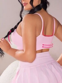 SHEIN 1pc Plus Size Seamless Wireless Comfortable Sleeping Bra, Lift - Baby Pink - View 2