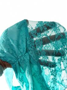 SHEIN EZwear Women's Floral Lace Ruched Cropped Slim Fit Camisole - Mint Green - View 6