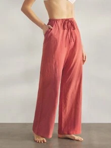 Ocili Ocili Leisure Women's Bamboo Fiber Soft Cotton Drawstring Waist Loose Pants, Sleepwear Bottoms