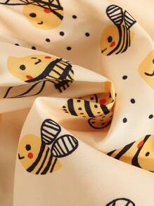 SHEIN Vintaside Kids Ensemble de 2 pièces de robe d'été adorable pour bébé fille imprimé jaune et abeille avec manches courtes - Ensemble de 2 pièces de robes d'été pour tout-petits imprimé jaune et abeille avec manches courtes