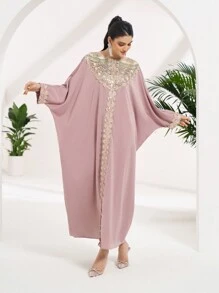 Al Najma Vestido maxi elegante y conservador árabe, abaya turca