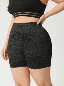 SHEIN EZwear 大码纯色基本款休闲紧身裤，日常穿着 - 黑與白 - 查看 2