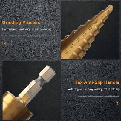 1 件装 HSS 阶梯锥形钻头套装，六角柄阶梯钻 (3-12/4-20/4-32mm) 钛合金钻头开孔器，适用于 DIY 木材、金属、不锈钢、金属板