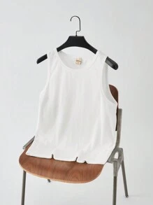 Forever 21 Áo ba lỗ vải kết cấu màu trắng rộng rãi thường ngày cho nam; Nhãn dệt ở mặt sau; Thích hợp mặc vào mùa xuân và mùa hè - trắng - Xem 1