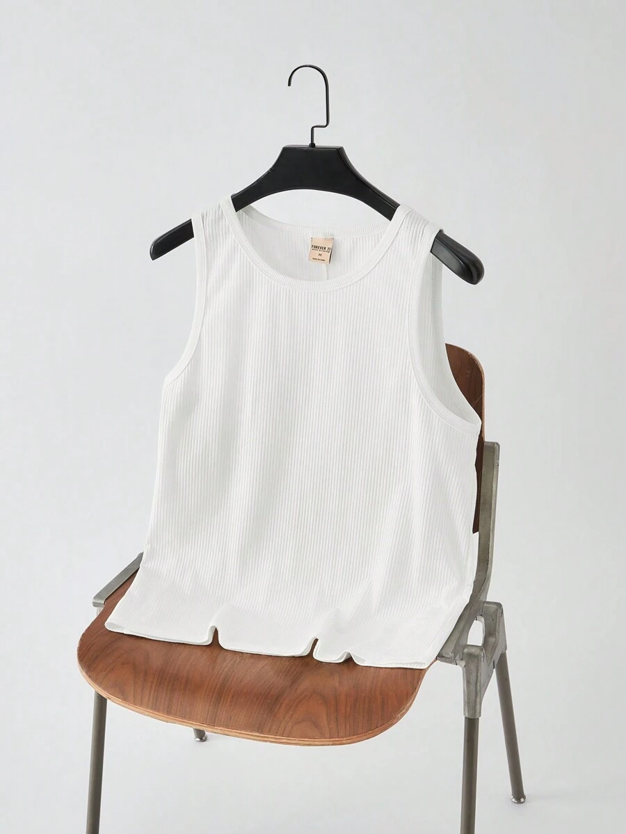Forever 21 Áo ba lỗ vải kết cấu màu trắng rộng rãi thường ngày cho nam; Nhãn dệt ở mặt sau; Thích hợp mặc vào mùa xuân và mùa hè - trắng - Xem 1