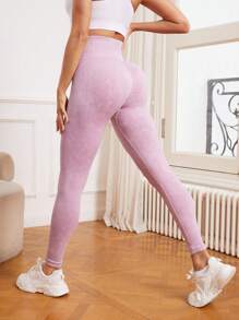 Easithlete Quần Leggings Thể thao Nữ Cà vạt nhuộm - Hồng - Xem 2