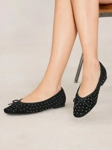 MOTF PREMIUM WOMEN'S COMFORTABLE RIVET ROUND TOE FLAT LOAFERS, FOR VALENTINE'S DAY, SPRING SHOES SPRING BREAK EASTER - Black - View 7