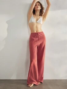 Ocili Ocili Leisure Women's Bamboo Fiber Soft Cotton Drawstring Waist Loose Pants, Sleepwear Bottoms
