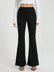 SHEIN Tall Casual Solid Color Pants, Simple & Fashion For Daily Wear - Black - View 8
