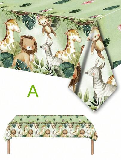 1 Khăn trải bàn chủ đề động vật rừng xanh dễ thương kích thước 86,61 inch, Khăn trải bàn dùng một lần chủ đề rừng xanh, Dành cho thanh thiếu niên, tiệc sinh nhật, tiệc trẻ sơ sinh, tiệc cưới, tiệc gia đình, trang trí nhà cửa, trang trí máy tính để bàn, trang trí cảnh, Giáng sinh, đi chơi, chống thấm nước và chống bẩn tốt, dễ mang theo và gấp lại, dễ vệ sinh.