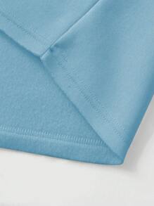 PAVTROS Men Slogan Small Angel Graphic Hoodie Sweatshirt - Baby Blue - View 4