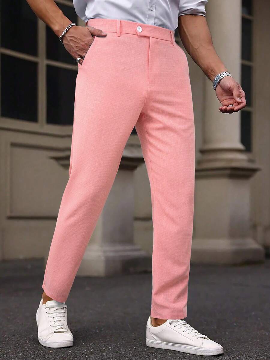 Manfinity Bizformal 男士格纹直筒宽松休闲通勤长裤