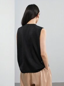 Dazy-Less Débardeur casual à torsion ample de couleur unie et style artistique pour femmes