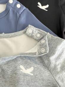 6pcs/Pack Newborn Baby Boy/Girl Black, Blue, Gray Short Sleeve Shorts Set, Comfortable All Occasions Summer Outfit, Great Value Multi-Piece Set - Multicolor - View 12