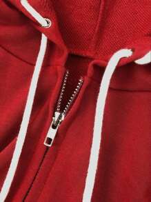 SHEIN EZwear Women Casual Hooded Zipper Sweatshirt, Minimalist And Fashionable For Everyday Wear