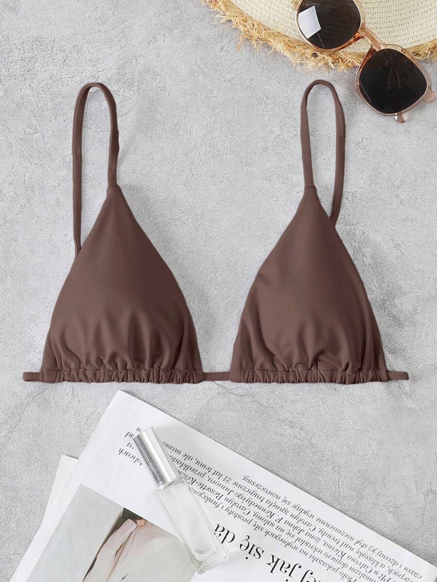 Swim Vcay Women's Solid Color Sexy Bikini Top, For Summer Beach Vacation