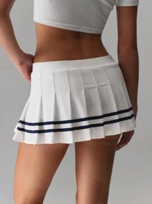 SHEIN Unity Retro Style Polo Collar Body-Shaping Black & White Contrast Design Versatile Women Short Sleeve T-Shirt - Black and White - View 2