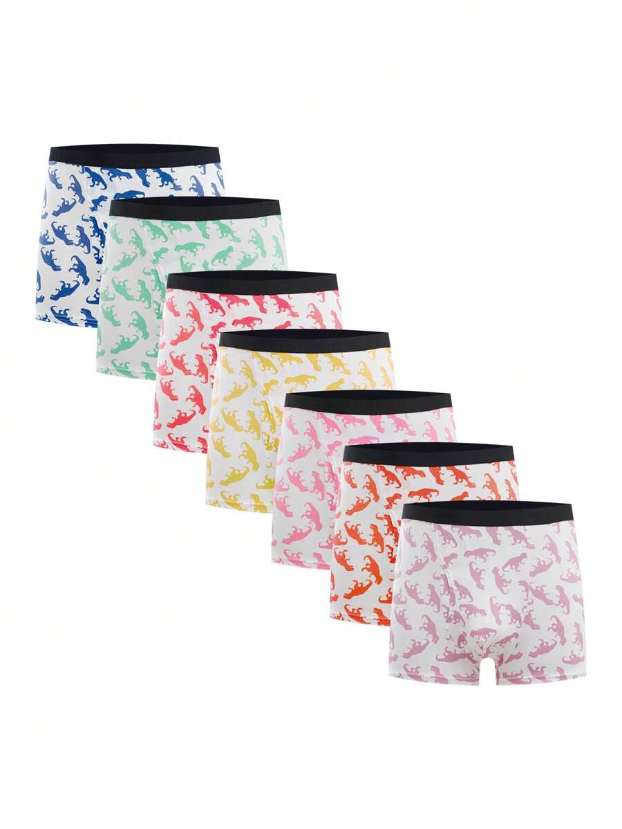 7件装牛奶丝条纹休闲中腰青年男士内裤 - 彩色 - 查看 1