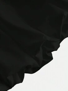 SHEIN MOD 女士平纹高腰宽松泡泡下摆半身裙，休闲 - 黑色 - 查看 4