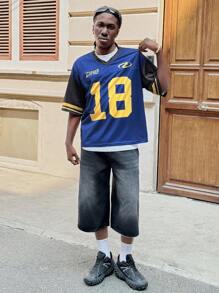 Manfinity RebelGame Plus Size Men's Polyester Wide Mesh Loose Knit Short Sleeve Digital Print Oversized T-Shirt - Multicolor - View 3