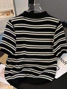 SHEIN Men's Short Sleeve Striped Minimalist Knit Sweater, Casual Everyday Wear