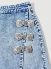 SHEIN MOD Damen Denim Rock, kurz, Lässig Bodycon blau - Mittele Waschung - Übersicht 3