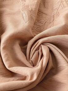 Linhara 大码女式长袖宽松复古衬衫 - 杏色 - 查看 5