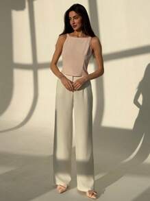 Aloruh 女士休闲简约衬衫，日常穿着 - 粉色 - 查看 2