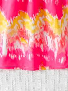 فستان عطلة البنات، فساتين رقمية حريرية مطبوعة بتصميم صباغة ربطة متغير خصر عالي مكشكش الحافة ومزين بشراريب ملونة، طراز جميل وحلو، مناسب للاستخدام اليومي وعطلات الصيف