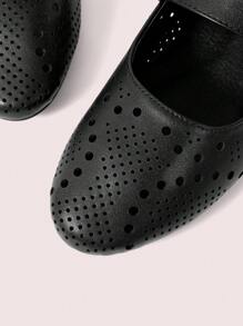 CUCCOO DOLLMOD Bailarinas de unicolor con hebilla y puntera cerrada, diseño minimalista y cómodas para mujer - Negro - Ver 3