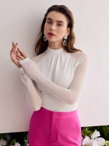 MOTF Soiréza Camiseta con mangas tipo raglan y recogida - Blanco - Ver 3