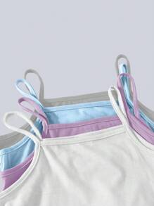 4-delige set met comfortabele camisole voor meisjes in effen kleur