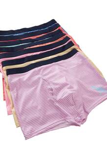 7pcs Milky Silk Striped Casual Waistband Underwear For Teenage Boys