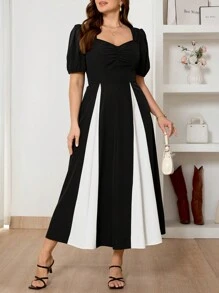 SHEIN Frenchy Consultar la guía de tallas con cartas de colores, cintura elástica, sin cremallera - Blanco y Negro - Ver 7