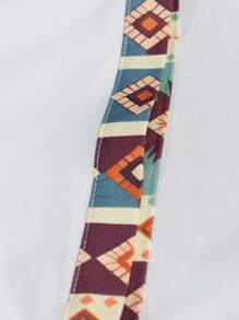 Manfinity Homme Men's Geometric Lapel Collar Cuffs Contrast Color Print Front Button Casual Short Sleeve Shirt, Spring And Summer Men's Clothing, Boyfriend Gift - White - View 5