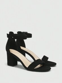 CUCCOO BIZCHIC Round Toe Chunky Heel Bow Decor Fashion Women High Heel Sandals Spring Break Easter - Black - View 2