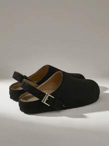 Solecia 女士纯色金属装饰简约平底乐福鞋，休闲日常穿着