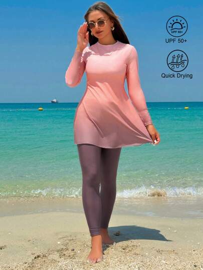 Swim Shayni Conjunto de burkini con estampado para mujeres, con sujetador y ropa interior separados, ropa árabe de verano sin alambre