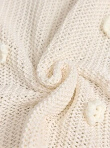 Ontre Vestido largo de punto con decoración de flor 3D hueca para mujer 2025, sofisticada flor 3D, vestido tipo capa para resort de primavera/verano, vestido de resort de primavera/verano, elegante y romántico - Blanco - Ver 8