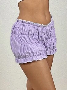 SHEIN EZwear Short à rayures avec volants style décontracté pour femme