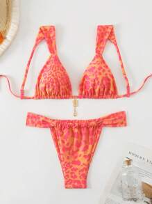 SHEIN Swim 2025 Spring Break Women Summer Beach Vacation Random Floral Print Bikini Set - Multicolor - View 1