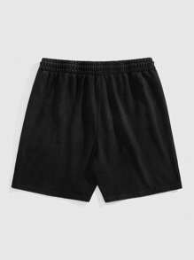 ROMWE MEN Goth Men's Cross Print Drawstring Waist Pocketed Casual Shorts