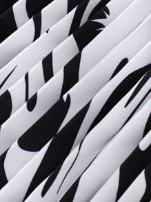 Young Girl Zebra Print Pleated Skirt - Black and White - View 5