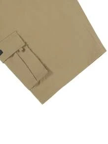 Manfinity Homme 男士宽松抽绳腰部翻盖口袋短裤，夏季男士 - 駝色 - 查看 6