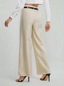 SHEIN Tall Pantalones informales con cinturón y diseño de rayas de contraste