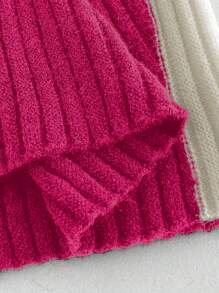 Celure Suéter ajustado de manga larga, cuello redondo, tejido a punto con bloques de color para mujeres de talla grande en otoño/invierno