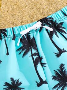 SHEIN Leap Crew 青少年宽松休闲编织足球印花游泳短裤