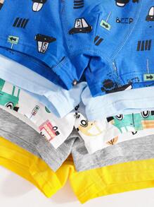 Young Boys Comfortable Car Dinosaur Print 5-Pack Boxer Briefs - Multicolor - View 3
